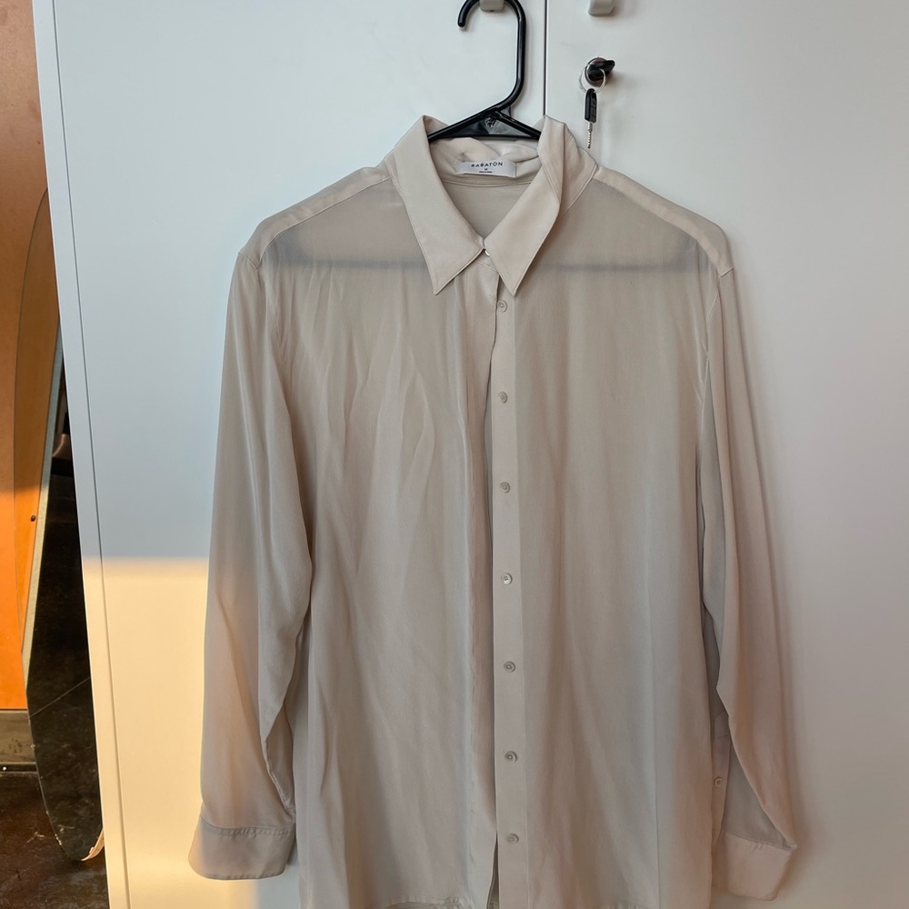 Aritzia, sheer cream button up